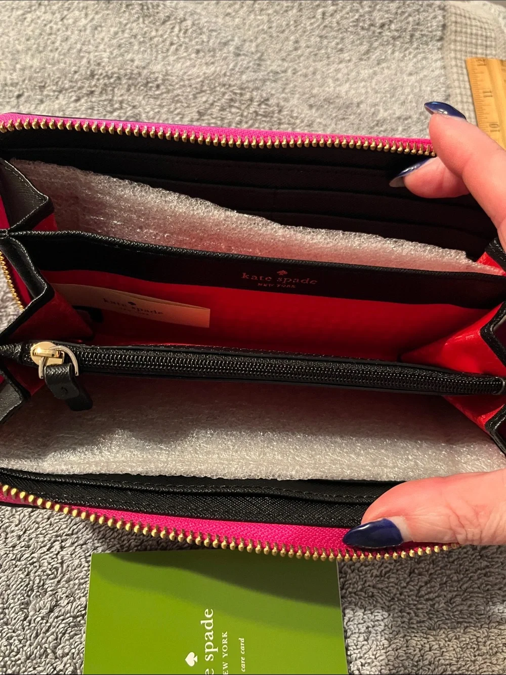 NWOT Kate Spade NY Continental Wallet Bonita Stripe Pattern Pink Zipper